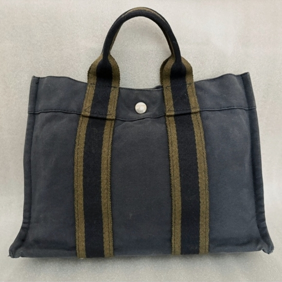 Handbags - HERMES FOURRE TOUT PM TOTE BAG NAVY/GREEN - AUTHENTIC